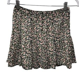 Forever‎ 21 Floral Mini Skirt Black Pink Cottagecore Festival Party Cute Flirt S